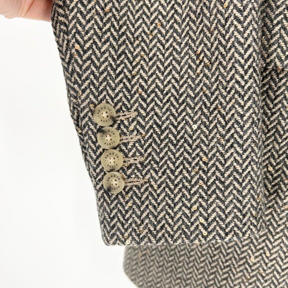 Sandro Paule Wool Blend Herringbone Blazer Jacket with Sequins - Picture 5 of 10